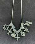 Vtg. Sterling Silver Italian Necklace Chain with 7  Silver Tone Charms, 15.5" L — photo 2