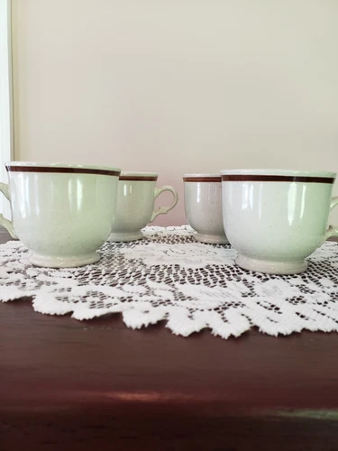 Hearthside 4 Coffee Cups/Mugs Casual Elegance Champagne/Brown Stoneware Japan