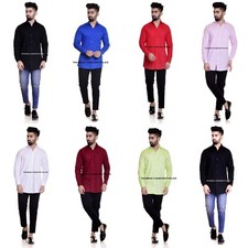 5 PC Lot Of Men's Casual Shirts Plain/Solid Color Long Sleeve Cotton Dress Shirt