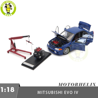 1/18 MOTORHELIX Mitsubishi Lancer EVO IV Blue Diecast Model Car | eBay