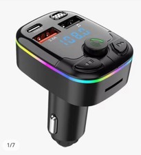 Bluetooth 5.0 Car FM TransPD Type-C Dual USB Ambient Player MP3 Charger Wireless
