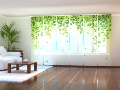 Rideau Photo Sur Mesure - Motif Imprimé Vert, Moderne, Pour Rails - Personnalisable, Lavable