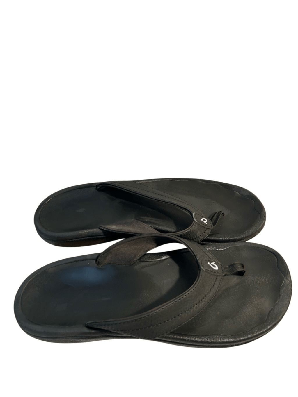 Olukai black leather flip flops size 9 for men-image