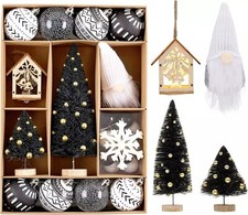 DecorbyHannah 70ct Christmas Ornaments Set, Shatterproof Black White Boho