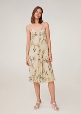 MNG MANGO Floral Print Pleated Flowy  Dress Women's Sz 4 Coastal
