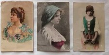 Lotto di 3 Antiche Cartoline - Ritratti femminili - Viaggiate inizi '900.Belle!