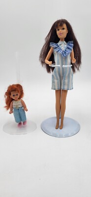 2 Kid Kore 1993 Barbie Clones Articulated 11.5'' Brunette + 5'' Red Haired. VGUC