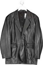 Gant Black Oversized Leather Blazer One Size