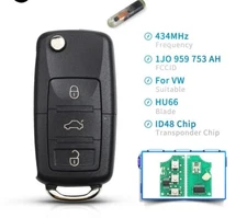 Fits VW Golf Passat 433Mhz 1J0959753DA Complete Transponder Remote Key