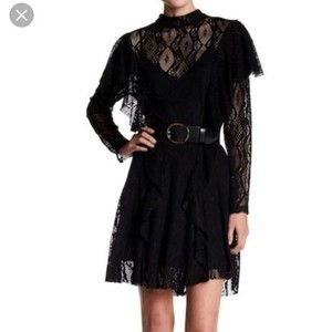 black long sleeve mock neck dress