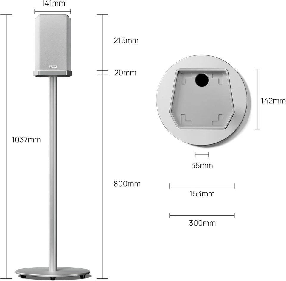 Par de soportes de altavoz de piso Awol Vision soporte de altavoz para cine en casa 31"" de altura Foto 2 de 4