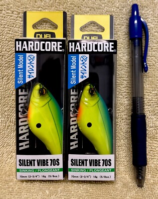 Lot Of 2 Duel Silent Vibe 70S, 2.75  Long, 5/8oz, Blue Black Chartreuse, Sinking