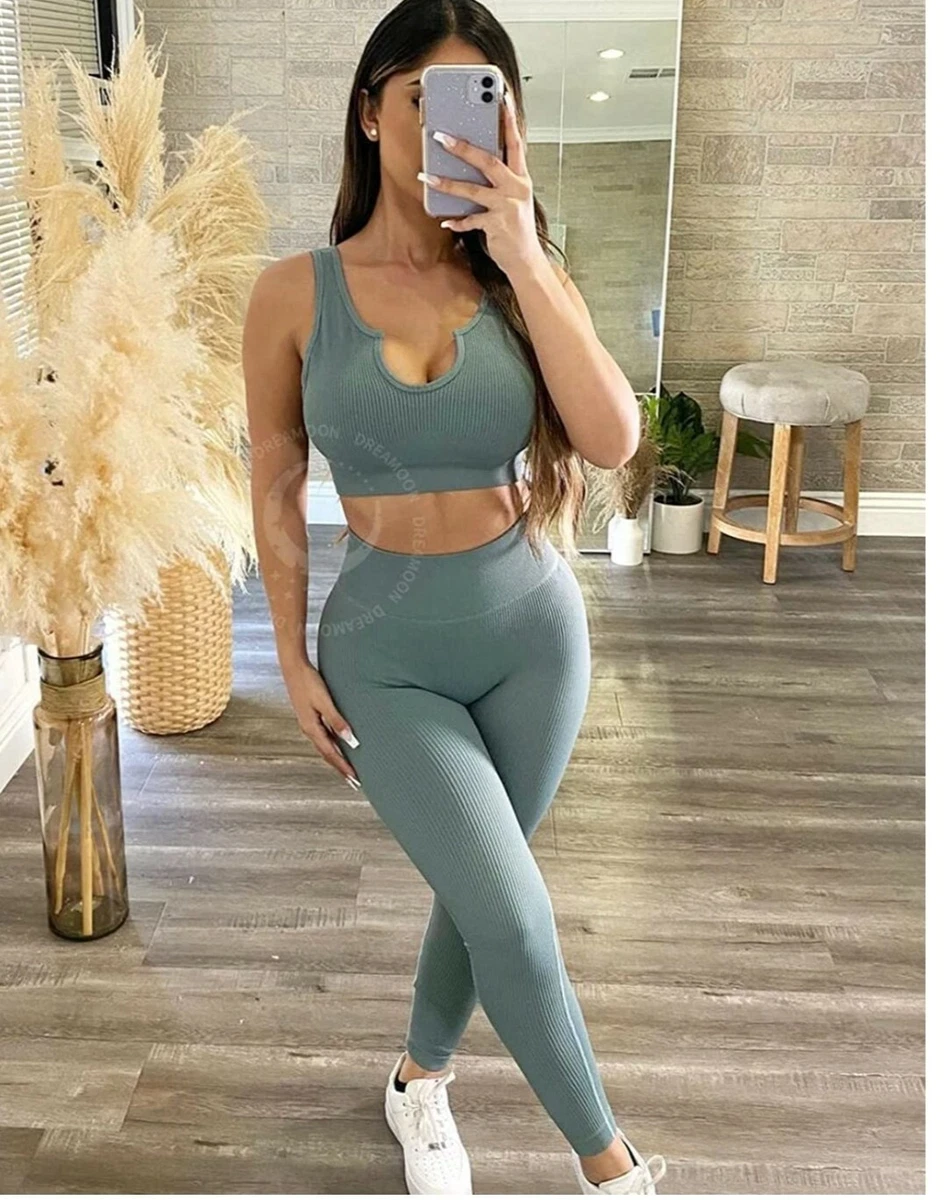 2 piece seamless Leggings Women Gym Fitness High Waist Yoga