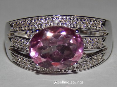 14K WHITE GOLD LEVIAN 3.00 TCW PINK TOURMALINE & DIAMOND 1/2 INCH WIDE BAND RING