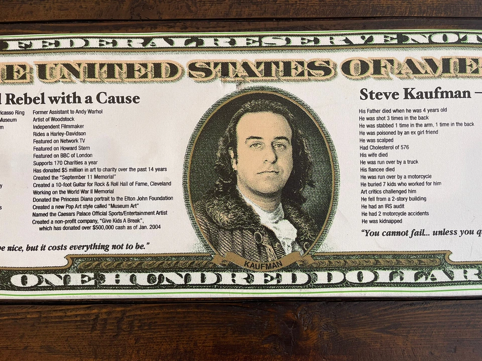 Steve Kaufman Signed $100 Bill Happy Holidays “Rebel With A Cause” Small Tear - Изображение 2 из 4