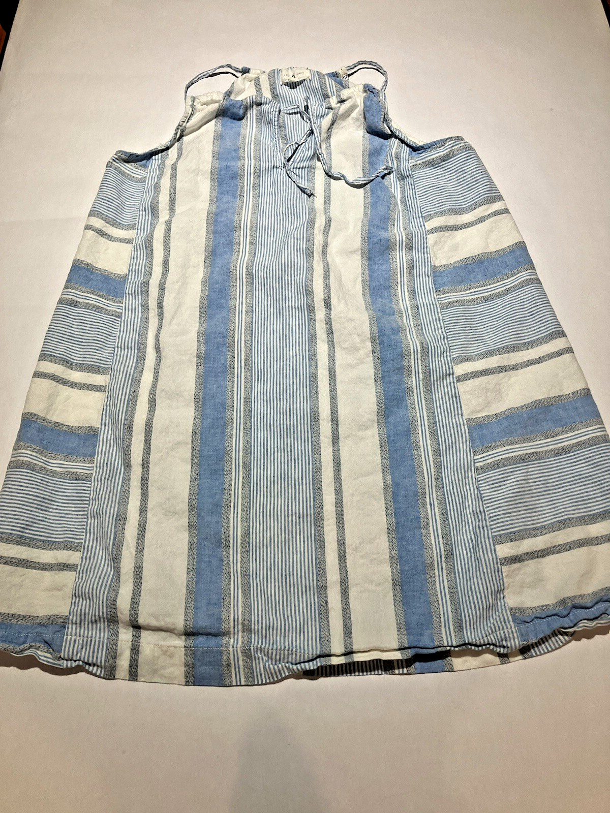Lou & Grey LG Linen Cotton Sun Dress Nautical Striped Lightweight Spring Summer