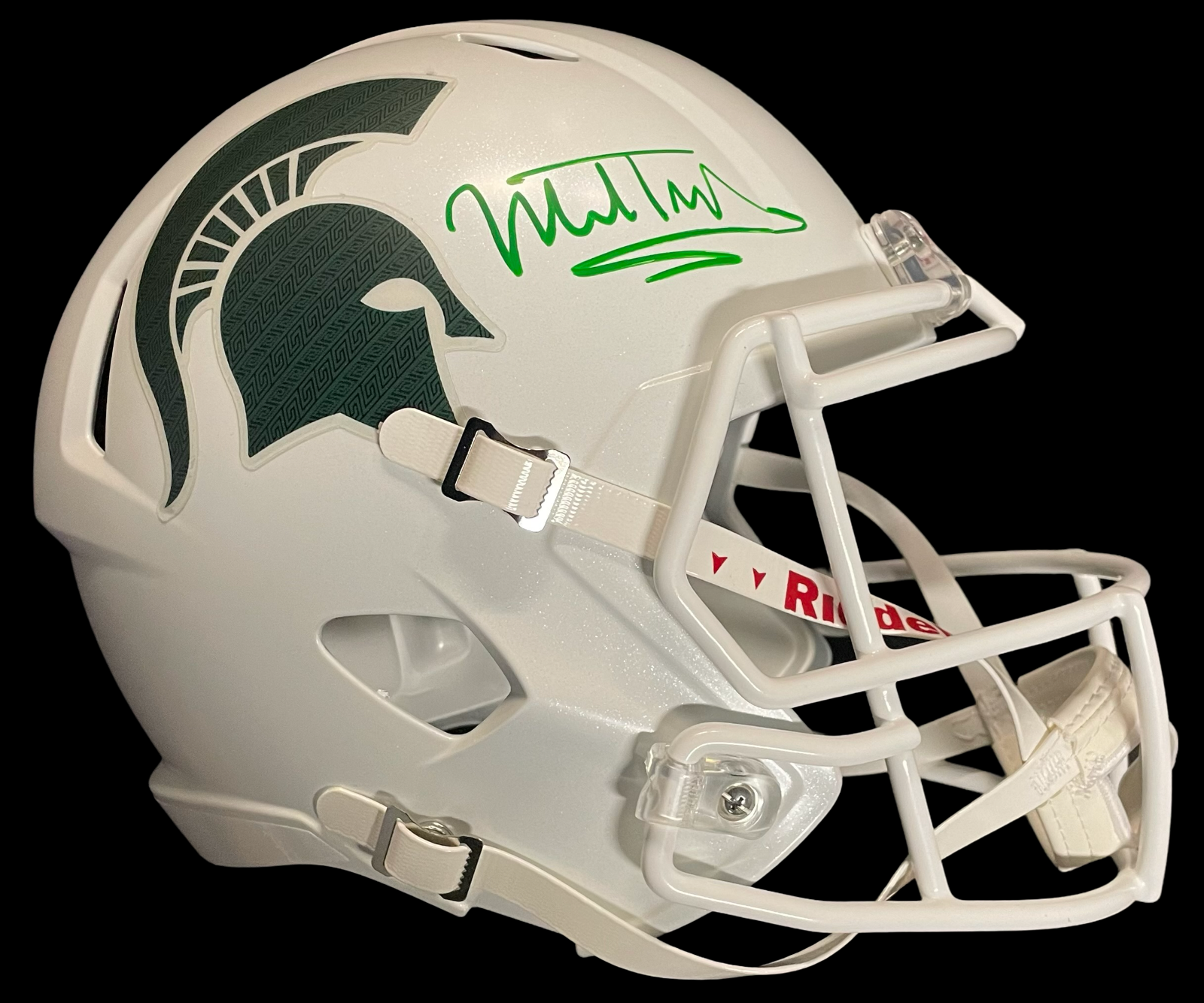 MEL TUCKER SIGNED MICHIGAN STATE FULL SIZE WHITE SPEED HELMET BAS WITNESS COA 