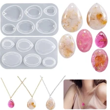 Shiny Teardrop Facet Edge Jewelry Pendant Silicone Resin Mold - Ship from US