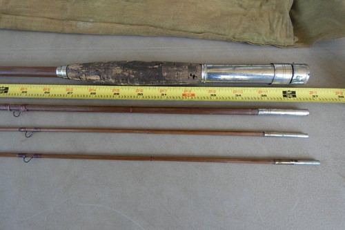 Vintage Split Bamboo Fly Rod 3 Piece With Extra Tip 9 Ft Repair Needed - Picture 2 of 12