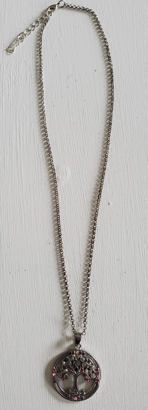 Vintage Solvar Signed Rhinestone Tree Pendant Nec… - image 9