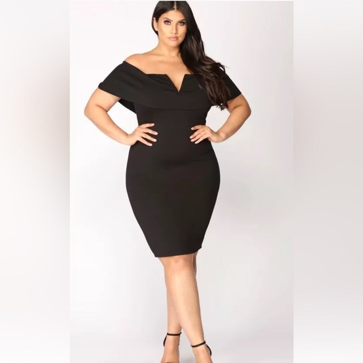 Fashion Nova Womens Lyla Off The Shoulder Dress Size 3X Black