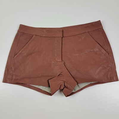 Mackage Havana Leather Shorts Brick Red Mid Rise New with Tags NWT 6