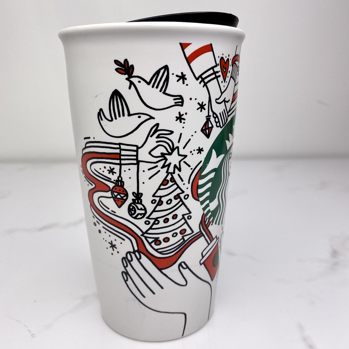 2017 Starbucks Coffee Christmas Ceramic Tumbler Mug W/ Lid Holiday 12oz. |  eBay