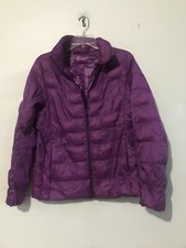 Unqlo Size M Down Feather Magenta Puffer Light Jacket Coat Zip Up Women Stylish