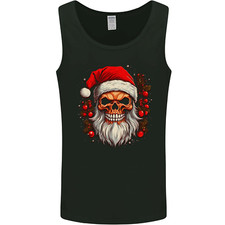 Xmas Santa Skull Christmas Bah Humbug Biker Mens Vest Tank Top