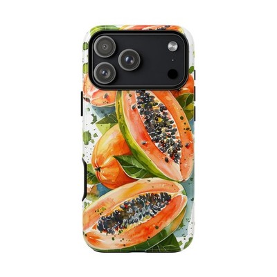 Phone Ink Case for iPhone / Galaxy / Pixel   Papaya Fruit Pattern Watercolor