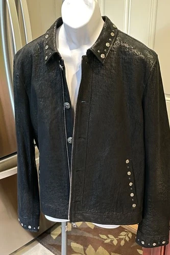 John Varvatos Studded Lambskin Jacket-Black Size 52 NWT RARE image 3