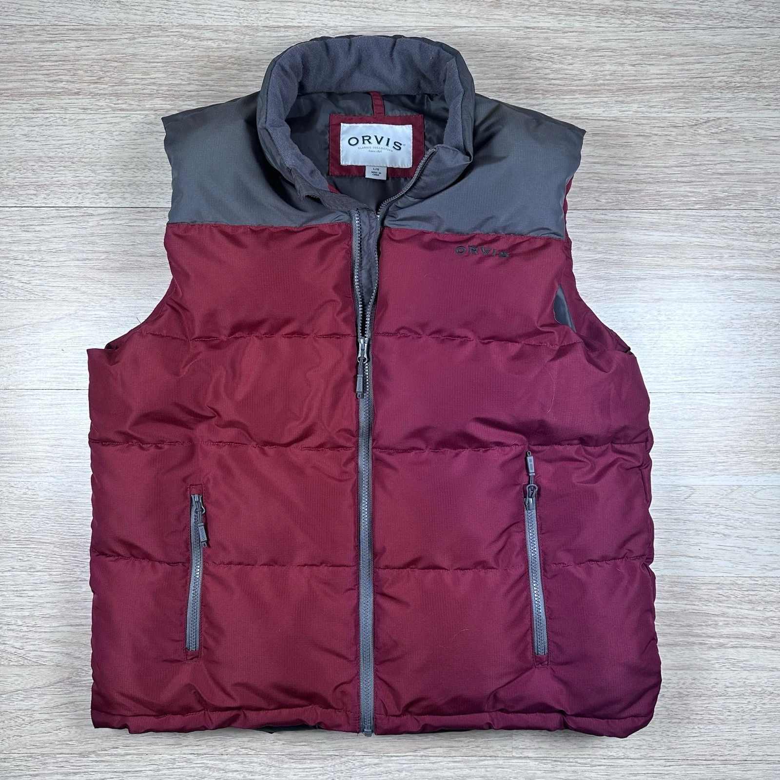 Orvis Puffer Vest Thick Full Zip Pockets Mens Size Large Winter