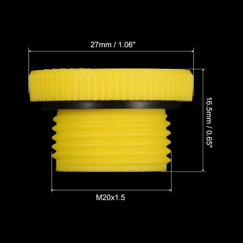 PATIKIL Hold Plugs M27x2, 4 Pack PP Plastic Mannelijke Schroefdraad Hex Socket Afdichting Schroef End Cap, Geel