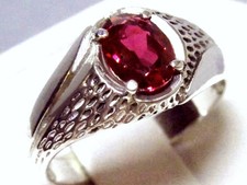 LAB RED RUBY SIZE 8.5 MEN'S RING 925 STERLING SILVER USA Made