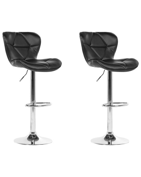 Barhocker 2Er Set Kunstleder Schwarz Metallgestell HöHenverstellbar Valetta-image