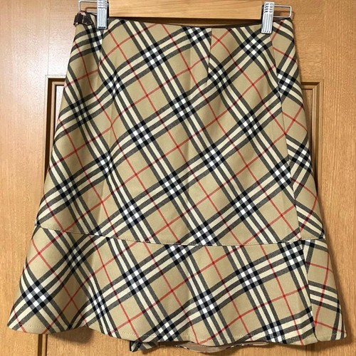 BURBERRY LONDON BLUE LABEL Nova gonna avvolgente a quadri Y2K lana beige taglia 36 originale - Foto 8 di 24