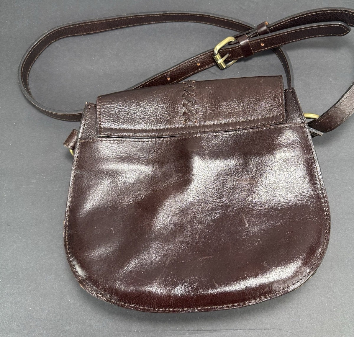 Patricia Nash Blyton Saddle Bag Crossbody Chocolate Brown Leather View 2