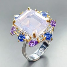 Anello Gioielli 20 ct Quarzo Lavanda Naturale Argento Sterling 925 Misura 8/R460554