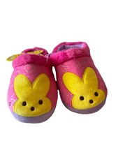 Peeps Plush Pink Slipper Mules with Yellow Bunny Girls 11-12 New