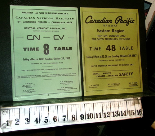 2 CANADIAN PACIFIC RAILROAD EMPLOYEE TIMETABLES 1967 EASTERN-1968 VERMONT CHAMP