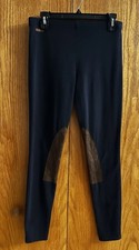 Polo Ralph Lauren Pants Leggings Wm M Faux Leather Brown Patch Navy Blue Riding