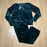 Pour Moi Forest Green Velour Lounge Pyjama Set Size 12 BNWT