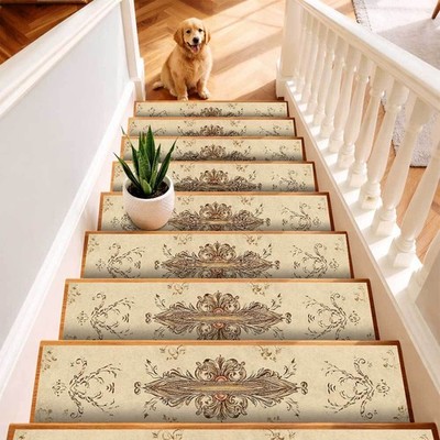 Stair Carpet, Step Treads, Non-Slip Indoor Carpet, European Vintage Rose Patte