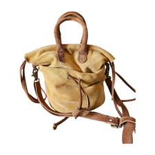 Free People BAG "Scout" Slouchy SUEDE Crossbody Handbag BUCKET PURSE Camel Brown