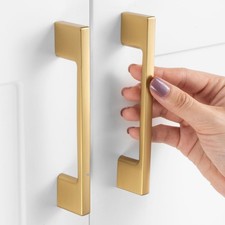 10 Pack 3-3/4 Inch Hole Centers, Brushed Gold Cabinet Pulls Gold Cabinet Hand...