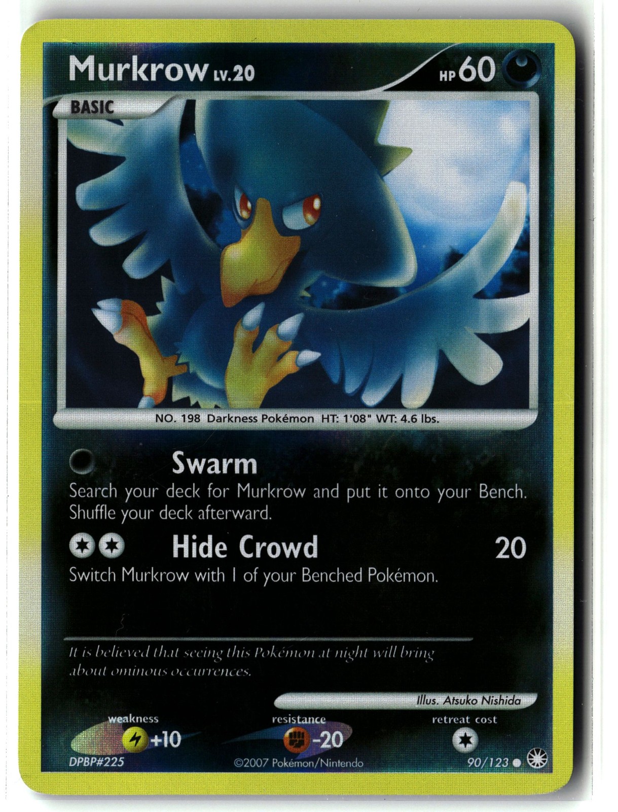 Murkrow ⭐️ 90/123 Reverse Holo Common Mysterious Treasures 2007 Pokemon NM/LP