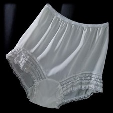 Vintage NYLON Mushroom Gusset GRANNY Panties SHEER Hi-Rise LACE Underwear  S/M