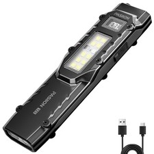 EDC Tactical Flashlight, Flat Flashlights Rechargeable,Dual Black White Light  