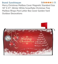 Sunshineyan Magnetic Christmas Mailbox Cover, Merry Christmas Design