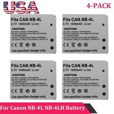 4PACK Battery NB-4L NB4L for Canon PowerShot TX1 ELPH SD450 SD780 SD1400 SD400